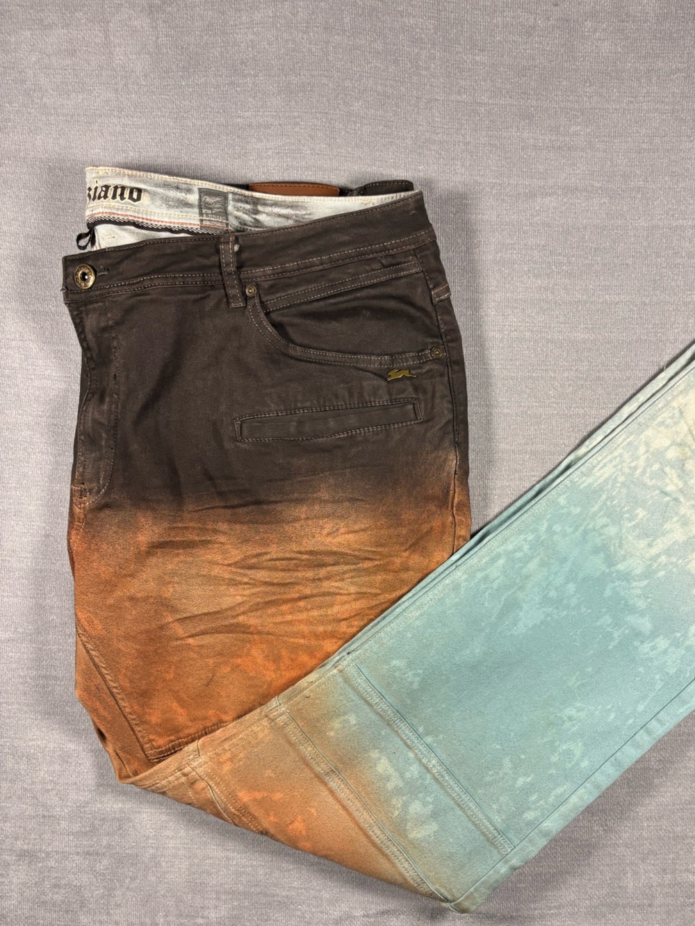 A. Tiziano jeans faded brown‎ tan blue men